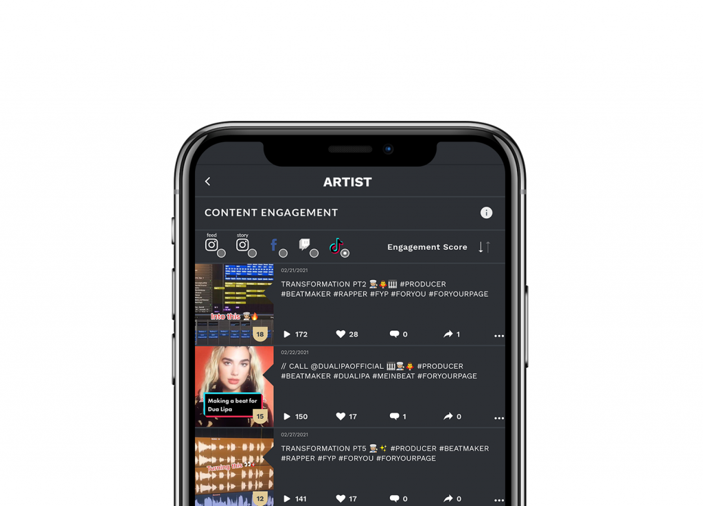 Content Engagement Screen TikTok